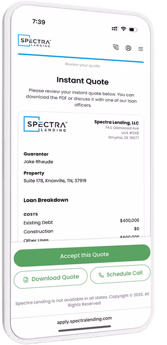 Loan quote on a phone